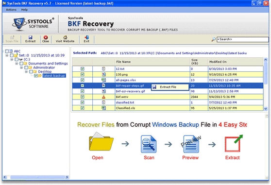 extract single file from bkf file, bkf repair tool, extract bkf files, repair corrupt bkf files